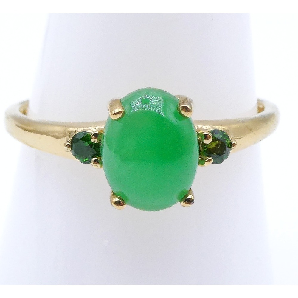 Djoy Jade Chrome Diopside Solitaire Gold Over Sterling Silver Band Ring Sz 11
